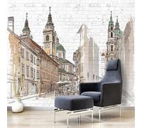 Wall Mural Wallpaper, 3D Urban Architectural Landscape 300(W) X210(H) Cm Self-Adhesive Peel and Stick Wallpaper for Living Room Bedroom Tv Background Office Restaurant Motif Room Wall -3357598