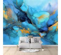 Wall Mural Wallpaper Abstract Fluid Texture Mineral Mysterious 400 x 280 cm Premium Non-Woven Wall Paper Decor, Navy Blue Photo Art for Bedroom Hallway, Living Room Lounge (Not Self-Adhesive)