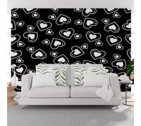 Wall Mural Wallpaper Black Geometric Lines Love Murals Contemporary Art Wallpaper for Living Room Bedroom Decor 250x175cm(W x H) Modern Painted Geometric Heart Wall Artwork (Not Self-Adhesive)