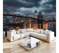 Wall Mural Wallpaper Brooklyn Bridge New York City Premium Non-Woven Art Photo Decals, for Home Interiors Kids Bedroom Décor W350 X H256 Cm