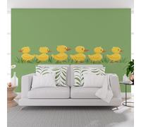 Wall Mural Wallpaper Cute Animal Duck Weeds Murals Contemporary Art Wallpaper for Living Room Bedroom Decor 365x254cm(W x H) Modern Plant and Flower Green Wall Artwork (Not Self-Adhesive)