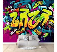 Wall Mural Wallpaper, Graffiti Style Street Art Theme Non-Woven Wallpaper, Colorful 3D Effect Art Wall Murals for Bedroom Living Room Office Decor, 98.4" x 68.8" Photo Mural