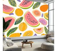 Wall Mural Wallpaper Ilustración Hecha A Mano Sandía, Premium Non-Woven Tropical Fruits Murals Wall Art Print - Photo Decals W250 x H175 cm for Living Room Bedroom Interiors Décor