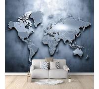 Wall Mural Wallpaper Minimalist Industrial World Map Global 200 x 140 cm Premium Non-Woven Wall Paper Decor, Graphite Grey Photo Art for Bedroom Hallway, Living Room Lounge (Not Self-Adhesive)