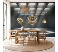 Wall Mural Wallpaper Modern Concrete Space Industrial Style Geometry, 3D Premium Non-Woven Charcoal Gray Art Photo Wallpaper For Living Room Bedroom Children'S Room Wall Decor 250X175Cm (W X H)