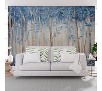 Wall Mural Wallpaper Nature Jungle Scenery Blue Murals Contemporary Art Wallpaper for Living Room Bedroom Decor 500x317cm(W x H) Modern Luxury Plants Floral Wall Artwork (Not Self-Adhesive)