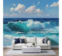 Wall Mural Wallpaper Ocean Waves Ocean, Non-Woven Impressionist Landscape Photo Wallpaper 400 x 280 cm Bedroom Living Room Decoration Poster Children's Room Corridor