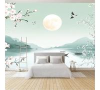 Wall Mural Wallpaper Oriental Lake Mountain Non-Woven Wallpaper Murals Art Home Decor 300 x 210 cm Photo Wallpaper Wall Mural for Living Room Bedroom Children’s Room Decoration Blue