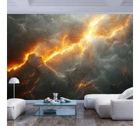 Wall Mural Wallpaper Photo 3D Print Fiery lightning like patterns dark clouds Fiery lightning like patterns dark cloudsPeel and Stick Wall Paper Home Decor Non-Woven 3D Living Room The Wall for Bedro
