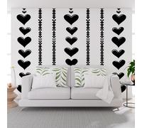 Wall Mural Wallpaper Romantic Love Heart in Black Murals Contemporary Art Wallpaper for Living Room Bedroom Decor 390x260cm(W x H) Modern Geometric Striped Heart Wall Artwork (Not Self-Adhesive)