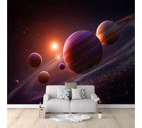 Wall Mural Wallpaper Sci-Fi Universe Planet Exploration Space 200 x 140 cm Premium Non-Woven Wall Paper Decor, Deep Purple Photo Art for Bedroom Hallway, Living Room Lounge (Not Self-Adhesive)