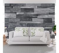 Wall Mural Wallpaper Shabby Chic Geometric Gray Murals Contemporary Art Wallpaper for Living Room Bedroom Decor 400x280cm(W x H) Modern Rectangular Geometric Gray Wall Artwork (Not Self-Adhesive)