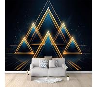 Wall Mural Wallpaper, Simple Geometric Triangle Theme Non-Woven Wallpaper, Dark 3D Effect Art Wall Murals for Bedroom Living Room Office Decor, 98.4" x 68.8" Photo Mural