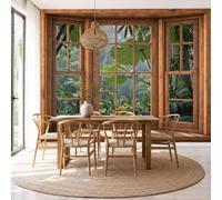 Wall Mural Wallpaper Tropical Plant Window View Natural Misty Rainforest, 3D Premium Non-Woven Emerald Green Art Photo Wallpaper For Living Room Bedroom Children'S Room Wall Decor 200X140Cm (W X H)