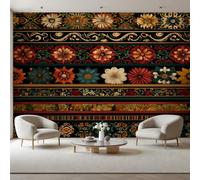 Wall Mural Wallpaper Vintage Hibiscus Flower Murals Contemporary Art Wallpaper for Living Room Bedroom Decor 350x256cm(W x H) Modern Vintage Geometric Stripes Wall Artwork (Not Self-Adhesive)