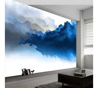 Wall Mural Watercolor Painting Photo Wallpaper 500W x 280H cm, Abstract Blue Clouds Smoke Non-Woven Mural Wall Art Decoration Poster Picture Design - Wallpaper Modern for Kids Room Living Room Bedroom