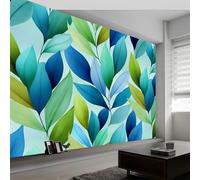 Wall Mural Watercolour Style Photo Wallpaper 250W x 175H cm, Tropical Leaves Stripes Non-Woven Mural Wall Art Decoration Poster Picture Design - Wallpaper Modern for Kids Room Living Room Bedroom