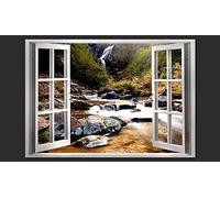 Wall Mural Window View 300x210 cm 3D Photo Wallpaper Natural Landscape Wallpaper Non-Woven Wall Art Decoration Poster for Bedrooms and Living Room 109-ABC