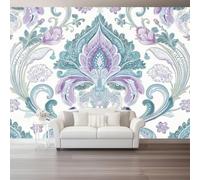 Wall Murals 300 x 210 cm, Paisley Wall Fabric Removable, Elegant Style Large Photo Wallpaper for Living Room Bedroom Bathroom Office Dining Room Kid's Room Home Decor