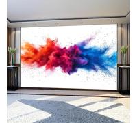 Wall Murals 350 x 256 cm Watercolor Tie-dye 3D Photo Wallpaper Red and Blue Non-Woven Wall Mural for Living Room Bedroom Bathroom Sofa Wall