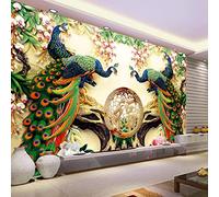 Wall Murals 3D Wallpaper Animal Beautiful Peacock 3D Wall Mural Living Room Sofa Tv Wall Bedroom Wallpaper Peel And Stick Wall Photo Removable Wall Posters Self-Adhesive Wall Ar 400 (W) x 280 (H) cm