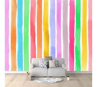 Wall Murals Abstract Modern Striped Vibrant Rainbow Non-Woven Wallpaper 250 x 175 cm Large Photo Wallpaper, for Living Room Bedroom Wall Covering Mural Decor Photo Wall Paper Multicolor