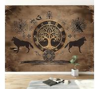 Wall Murals Ancient Viking Tree Animals Wolf Wallpaper Custom Size 300W x 210H cm, Vintage Removable Photo Wallpaper Murals - Home Decoration Wall Art Covering for Living Room Bedroom Children's Room