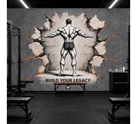 Wall Murals Bodybuilder Back View Breaking Through Cracked Concrete | Custom Size Self-Adhesive Wall Fabric Removable Large Wallpaper Wall Decor for Living Room Bedroom Office