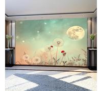 Wall Murals Dandelions and The Starry Sky Wall Mural 200 x 140 cm Blue-Green Large Photo Wallpaper HD Printing Waterproof for Living Room Bedroom Bathroom