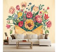 Wall Murals Floral Photo Wallpaper for Living Room Love Letter Flowers Non-Woven 500x280cm Mural Panoramic Large Photo Paper Wall Murals Naturalism for Bedrooms Eco-Friendly Decoration