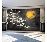 Wall Murals Flowers Cherry Blossoms Moon Wall Mural 200 x 140 cm Retro Large Photo Wallpaper HD Printing Waterproof for Living Room Bedroom Bathroom