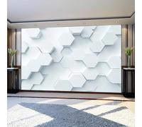 Wall Murals for Living Room Geometric Honeycomb Pattern 3D Print Photo Wallpaper 3D Design Modern Non-Woven Wall Mural 350 x 256 cm for Sofa TV Kids Bedroom