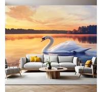 Wall Murals for Living Room Lake swan Lake Sunset 3D Print Photo Wallpaper Luxury Design Modern Non-Woven Wall Mural Sofa TV Kids Bedroom Decoration 200 x 140cm