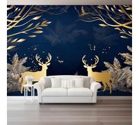 Wall Murals for Living Room - Minimalist Christmas Reindeer Non-Woven Photo Wallpaper 150 x 105 cm (W x H), Black Wall Mural Decoration Poster Picture for Living Room Bedroom Dining Room
