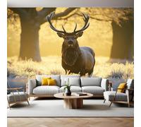 Wall Murals Forest Deer Wall Mural 200 x 140 cm Light Brown Large Photo Wallpaper HD Printing Waterproof for Living Room Bedroom Bathroom