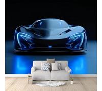 Wall Murals Future Cars Technology Science Fiction 250 x 175 cm (W x H) Large Photo Wallpaper Non-Woven, for Living Room Bedroom Office Dining Room, Blue Wall Covering Home Decor for Kids Room