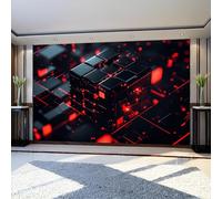 Wall Murals Geometric Game Graphics Wall Covering Fabric 350 x 256 cm Red Large Photo Wallpaper for Living Room Bedroom Kitchen Office Kids Room