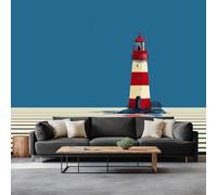 Wall Murals Geometric Stripes Lighthouse Wallpaper, Minimalism Wall Mural Decorative Wallpapers for Living Room Bedroom Photo Wallpaper 400 x 280 cm Art Wallpapers 3D Effect