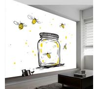 Wall Murals Graffiti Jars Fireflies Wallpaper Custom Size 300W x 210H cm, Prison Style Removable Photo Wallpaper Murals - Home Decoration Wall Art Covering for Living Room Bedroom Children's Room