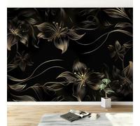 Wall Murals Hand Drawn Lily Leaves Wallpaper Custom Size 500W x 280H cm, Luxury Botanical Removable Photo Wallpaper Murals - Home Decoration Wall Art Covering for Living Room Bedroom Children's Room