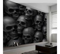 Wall Murals Horror Skull Skeleton Head Wallpaper Custom Size 300W x 210H cm, Black Removable Photo Wallpaper Murals - Home Decoration Wall Art Covering for Living Room Bedroom Children's Room