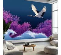 Wall Murals Japanese Cherry Blossom Sacred Bird Non-Woven Photo Wallpaper, Multicolor Wall Mural Decorative for Living Room Bedroom Bathroom Photo Wallpaper 250 x 175 cm (W x H)
