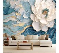 Wall Murals Marble Photo Wallpaper for Living Room Blue and Gold Marble Non-Woven 500x280cm Mural Panoramic Large Photo Paper Wall Murals Floral for Bedrooms Eco-Friendly Decoration