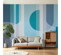 Wall Murals Modern Geometric Mural Removable Wall Covering, Circles Stripes Arches Colour Blocks Photo Wallpaper for Living Room Bedroom Office Kids Dorm Decor, 250 x 175 cm
