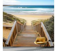 Wall Murals Nature Sand Dunes Waves Pattern Wallpaper, 350 x 256 cm Large Mural for Bedroom Living Room Hallway Sofa Backdrop, Brown Stairs Art Wallpapers Decorative