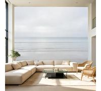 Wall Murals Ocean Beach Landscape Minimalist Coastal Sea Horizon | Custom Size Self-Adhesive Wall Fabric Removable Large Wallpaper Wall Decor for Living Room Bedroom Office