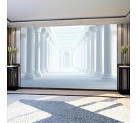 Wall Murals Relief Space Stone Column 250 x 180 cm Photo Wallpaper Off White Non-Woven Wall Mural for Living Room Bedroom Bathroom Sofa