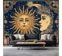 Wall Murals Starry Sky Sun Moon Stars Wallpaper, Retro Celestial Bodies Wall Mural Decorative Wallpapers for Living Room Bedroom Photo Wallpaper 500 x 280 cm Art Wallpapers 3D Effect