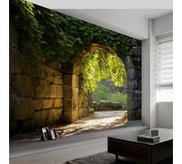 Wall Murals Stone Arch Garden Ivy Wallpaper 350W x 256H cm, Realistic Photography Removable Photo Wallpaper Murals - Home Decoration Wall Art Covering for Living Room Bedroom Children's Room