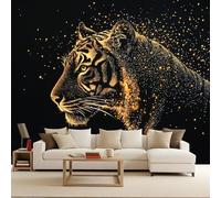 Wall Murals Tiger Photo Wallpaper for Living Room Yellow Starlight Tiger Non-Woven 500x280cm Mural Panoramic Large Photo Paper Wall Murals Wildlife for Bedrooms Eco-Friendly Decoration